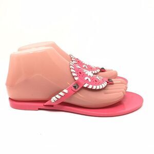 Jack Rogers Women's Georgica Jelly Thong Sandals Pink & White Size 6 Flip Flops